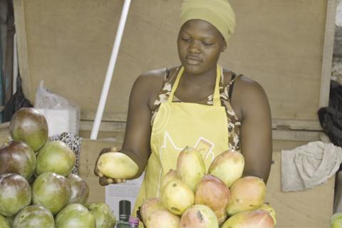 Photo of woman selling fruit in Ghana